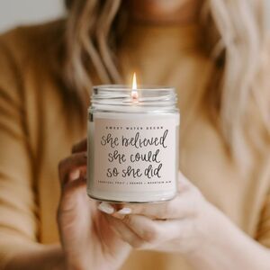 "She Believed She Could So She Did" Soy 9 oz Candle by Sweet Water Decor